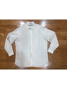 Daniel Cremieux Signature Collection Linen Button Down Beige Shirt Size XL